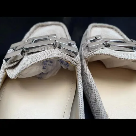 Calvin Klein Women's Size 9 Shoes Ricki Mini Square Chain Toe Slip On Flats Tan - Picture 10 of 14